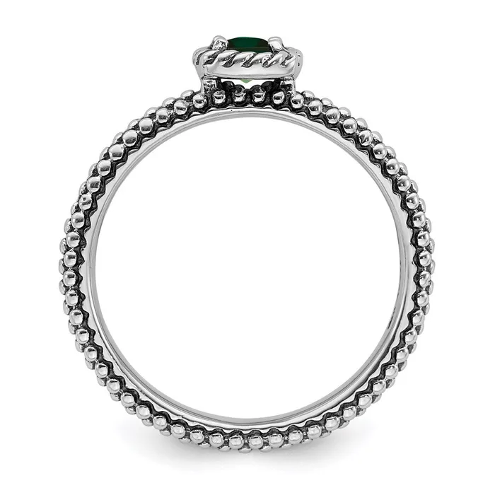 Rings Sterling Silver Stackable Expressions Polished CrEmerald Ring QSK626 Stackable Expressions Rings Sterling Silver Stackable Expressions Polished CrEmerald Ring QSK626 Stackable Expressions
