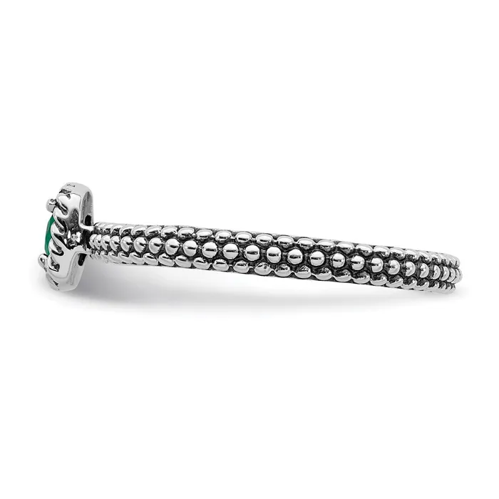 Rings Sterling Silver Stackable Expressions Polished CrEmerald Ring QSK626 Stackable Expressions Rings Sterling Silver Stackable Expressions Polished CrEmerald Ring QSK626 Stackable Expressions