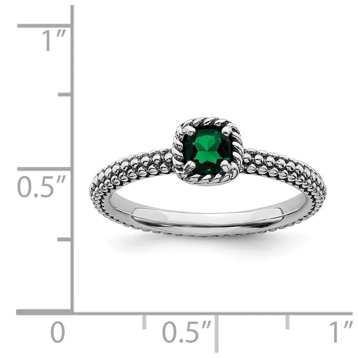 Rings Sterling Silver Stackable Expressions Polished CrEmerald Ring QSK626 Stackable Expressions Rings Sterling Silver Stackable Expressions Polished CrEmerald Ring QSK626 Stackable Expressions
