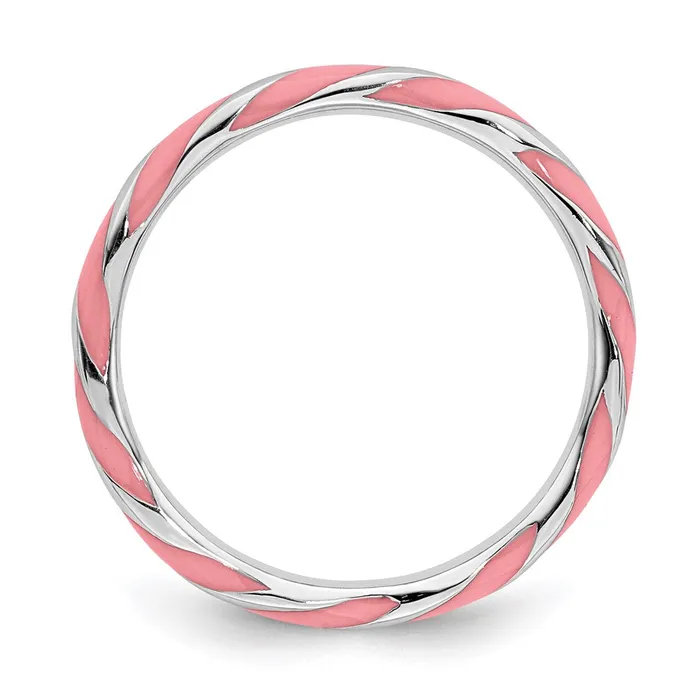 Rings Sterling Silver Stackable Expressions Twisted Pink Enameled Ring QSK555 Stackable Expressions Rings Sterling Silver Stackable Expressions Twisted Pink Enameled Ring QSK555 Stackable Expressions