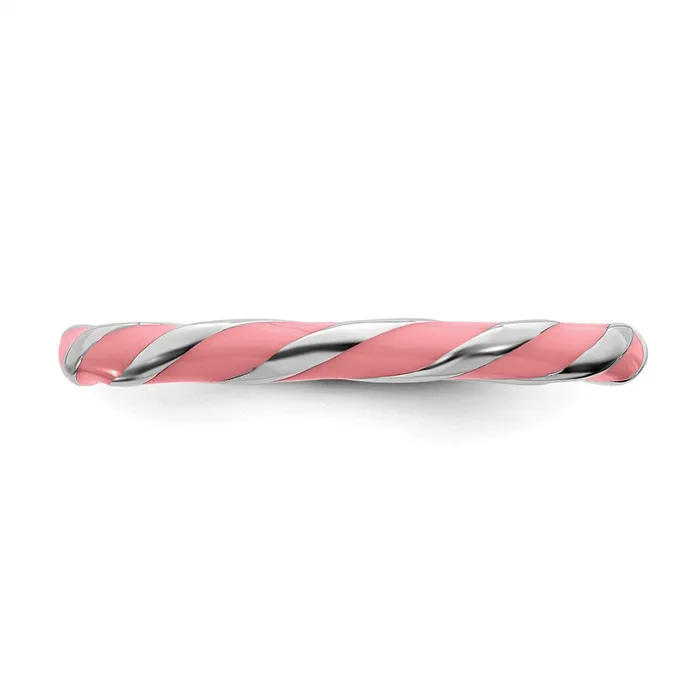 Rings Sterling Silver Stackable Expressions Twisted Pink Enameled Ring QSK555 Stackable Expressions Rings Sterling Silver Stackable Expressions Twisted Pink Enameled Ring QSK555 Stackable Expressions