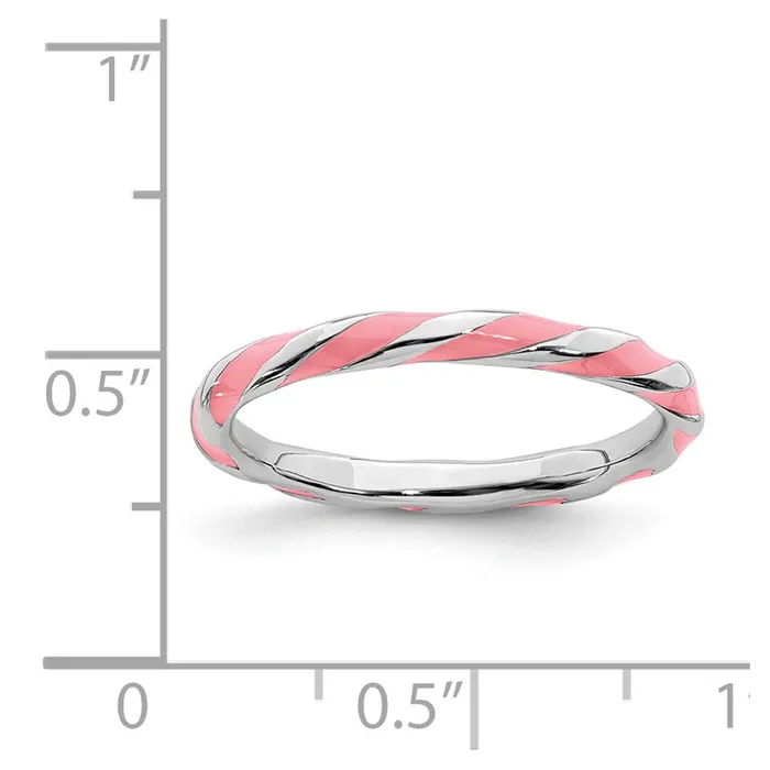 Rings Sterling Silver Stackable Expressions Twisted Pink Enameled Ring QSK555 Stackable Expressions Rings Sterling Silver Stackable Expressions Twisted Pink Enameled Ring QSK555 Stackable Expressions