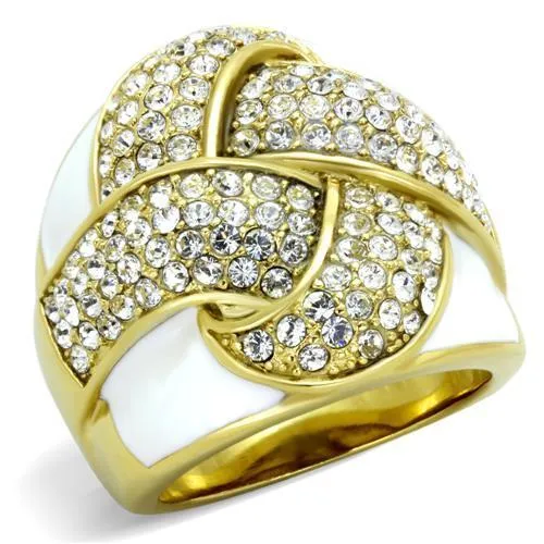 Rings TK1848 IP GoldIon Plating Stainless Steel Ring with Top Grade Crystal in Clear Alamode Rings TK1848 IP GoldIon Plating Stainless Steel Ring with Top Grade Crystal in Clear Alamode
