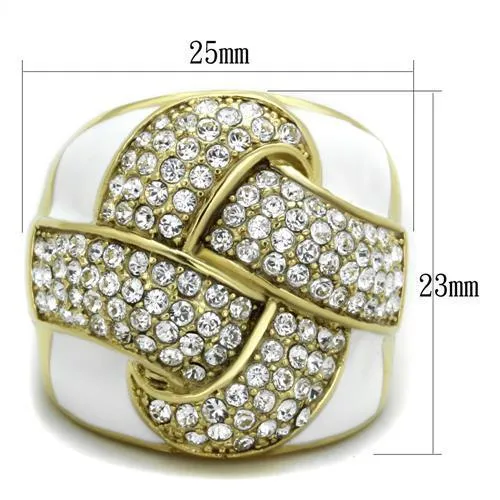 Rings TK1848 IP GoldIon Plating Stainless Steel Ring with Top Grade Crystal in Clear Alamode