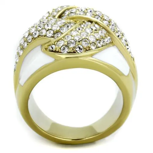 Rings TK1848 IP GoldIon Plating Stainless Steel Ring with Top Grade Crystal in Clear Alamode