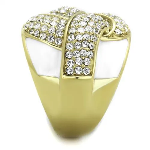 Rings TK1848 IP GoldIon Plating Stainless Steel Ring with Top Grade Crystal in Clear Alamode