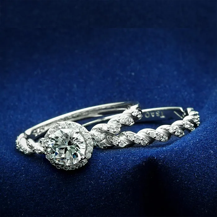 Rings TS046 Rhodium 925 Sterling Silver Ring with AAA Grade CZ in Clear Alamode Rings TS046 Rhodium 925 Sterling Silver Ring with AAA Grade CZ in Clear Alamode
