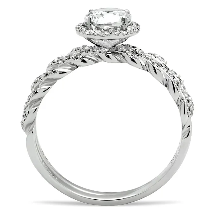 Rings TS046 Rhodium 925 Sterling Silver Ring with AAA Grade CZ in Clear Alamode