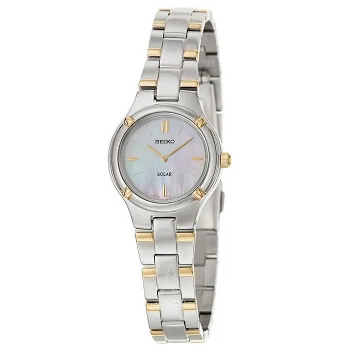 Seiko SUP066P1 Womens Solar Powered MOP Dial Two Tone Steel Watch Seiko Rings