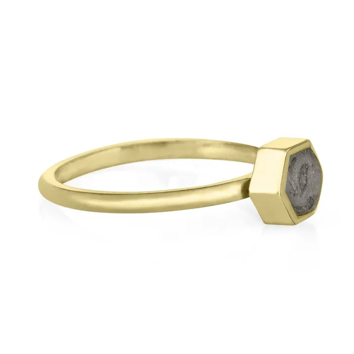Small Hexagon Stacking Cremation Ring in 14K Yellow Gold closebymejewelry Rings
