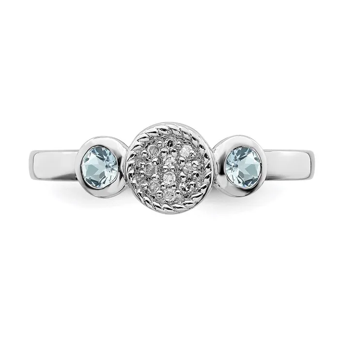 Stackable Expressions Rings Sterling Silver Stackable Expressions Dbl Round Aquamarine Dia Ring QSK522 Stackable Expressions Rings Sterling Silver Stackable Expressions Dbl Round Aquamarine Dia Ring QSK522