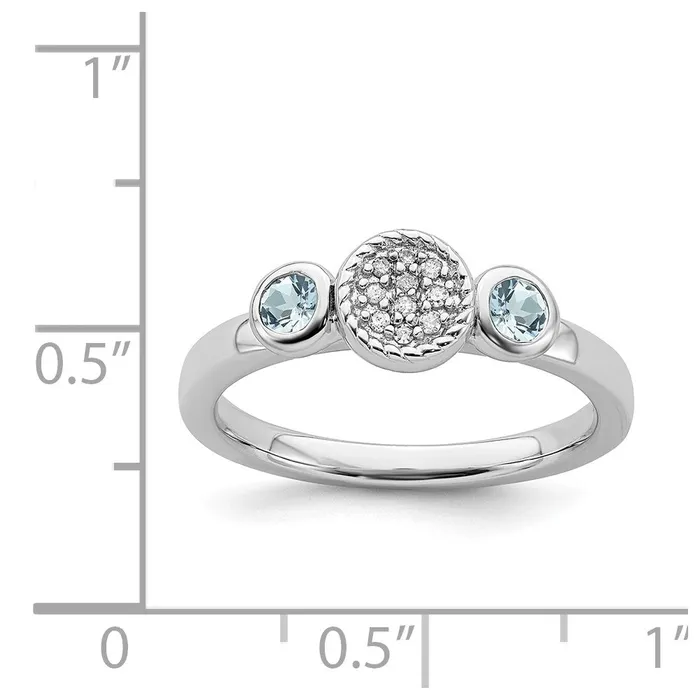 Stackable Expressions Rings Sterling Silver Stackable Expressions Dbl Round Aquamarine Dia Ring QSK522 Stackable Expressions Rings Sterling Silver Stackable Expressions Dbl Round Aquamarine Dia Ring QSK522
