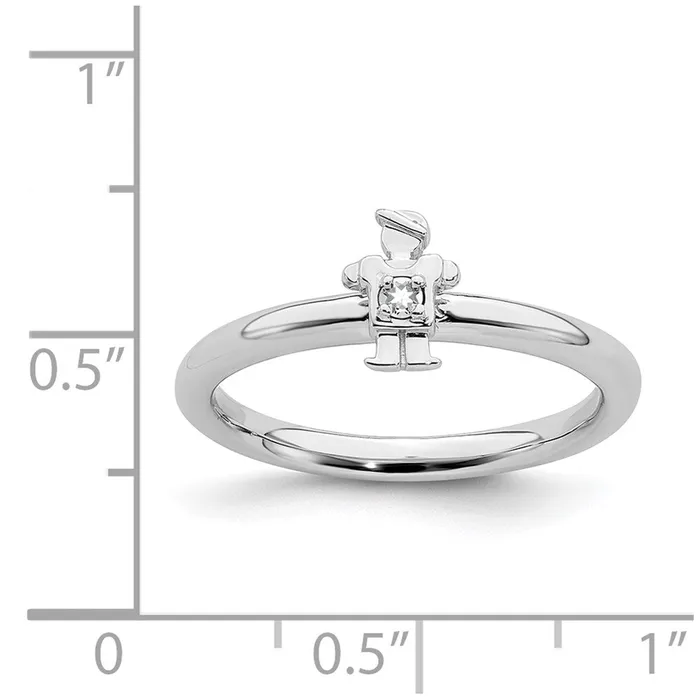 Stackable Expressions Sterling Silver Stackable Expressions Rhodium White Topaz Boy Ring QSK1914 Rings Stackable Expressions Sterling Silver Stackable Expressions Rhodium White Topaz Boy Ring QSK1914 Rings