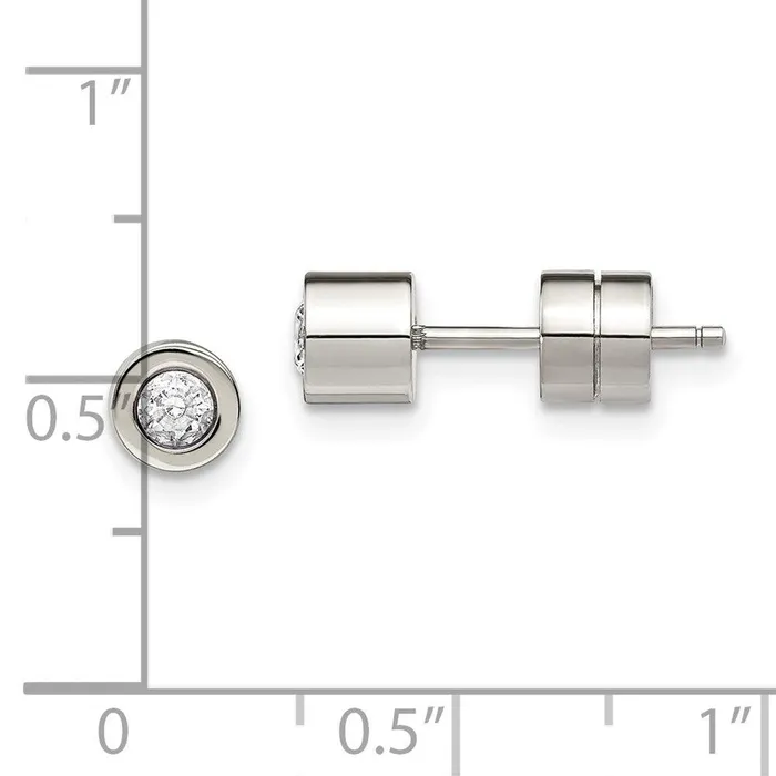 Stainless Steel CZ Polished Post Earrings Chisel Earrings Stainless Steel CZ Polished Post Earrings Chisel Earrings