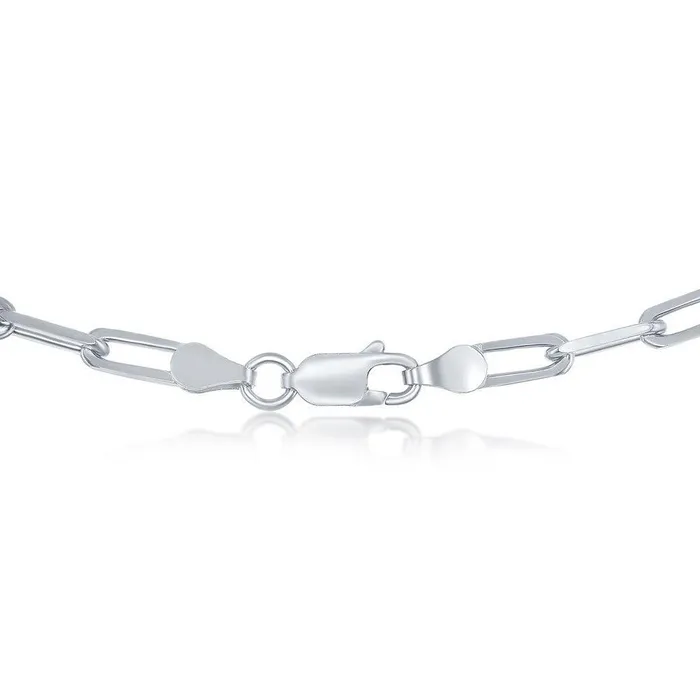 Sterling Silver 32mm Paper Clip Chain Rhodium Plated Classic Rings Sterling Silver 32mm Paper Clip Chain Rhodium Plated Classic Rings