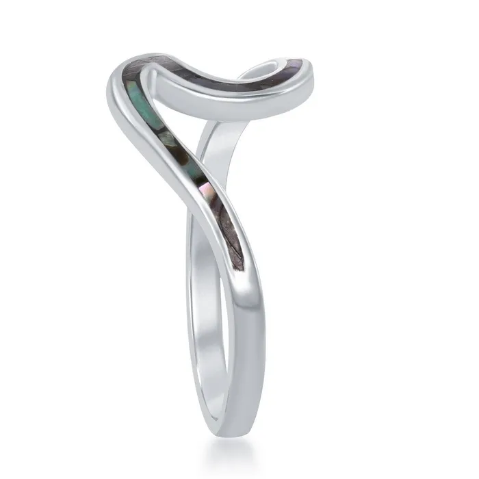 Sterling Silver Abalone Wave Design Ring W1888 Classic Rings