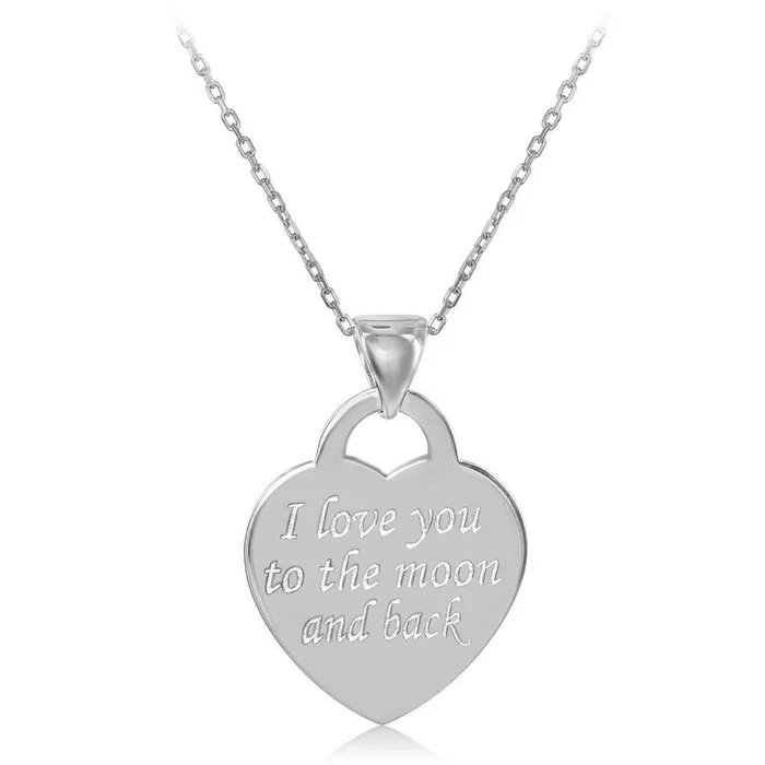Sterling Silver I Love You To The Moon and Back Pendant Chain Classic Necklaces Sterling Silver I Love You To The Moon and Back Pendant Chain Classic Necklaces