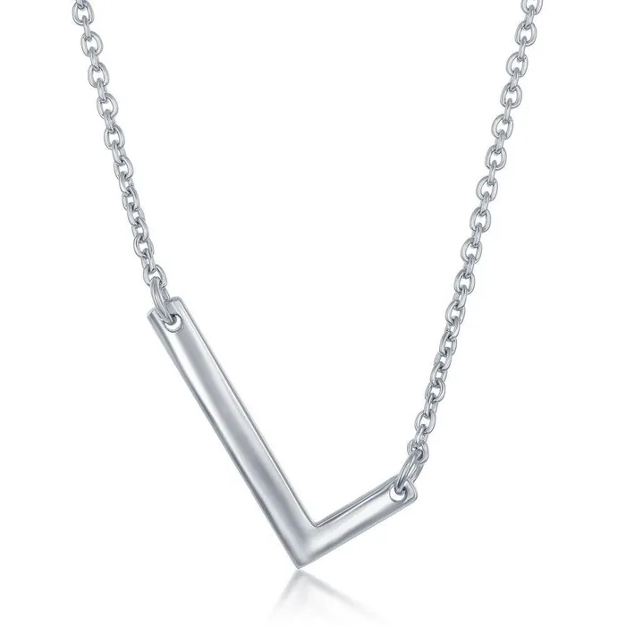 Sterling Silver Sideways L Initial Necklace Classic Necklaces