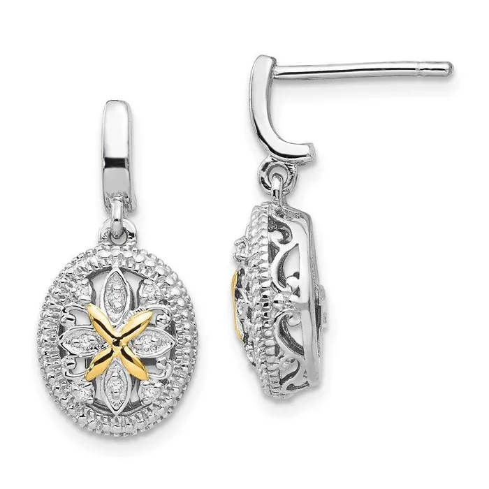 Sterling Silver w14k Diamond Earrings Jewelry Earrings