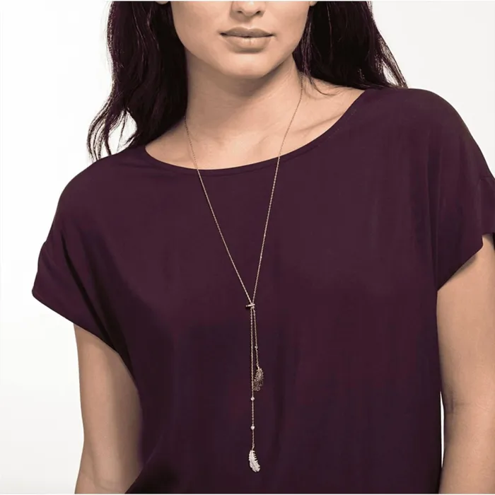 Swarovski Necklaces Swarovski Womens Necklace Naughty Double Wrap Feather Rose Gold Plated 5495290