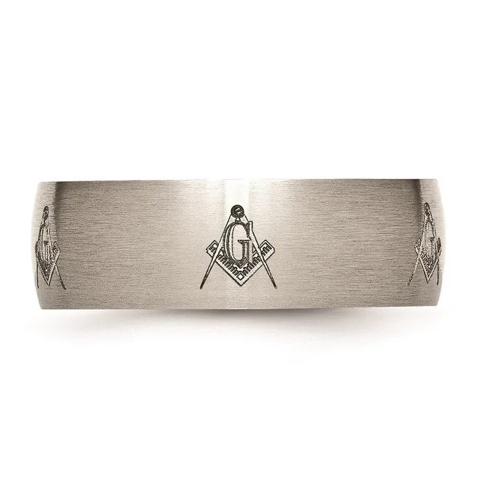 Titanium 8mm Laser Design Brushed Band TB26M Chisel Rings