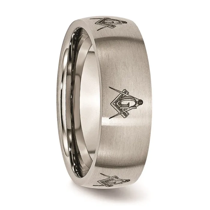 Titanium 8mm Laser Design Brushed Band TB26M Chisel Rings