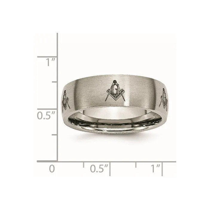 Titanium 8mm Laser Design Brushed Band TB26M Chisel Rings