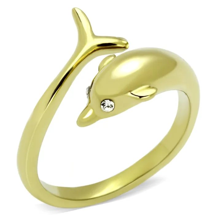 TK1027 IP GoldIon Plating Stainless Steel Ring with Top Grade Crystal in Clear Alamode Rings TK1027 IP GoldIon Plating Stainless Steel Ring with Top Grade Crystal in Clear Alamode Rings