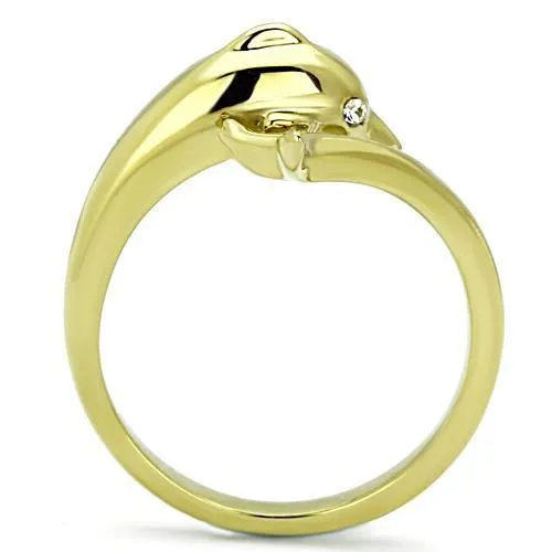 TK1027 IP GoldIon Plating Stainless Steel Ring with Top Grade Crystal in Clear Alamode Rings