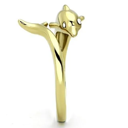 TK1027 IP GoldIon Plating Stainless Steel Ring with Top Grade Crystal in Clear Alamode Rings