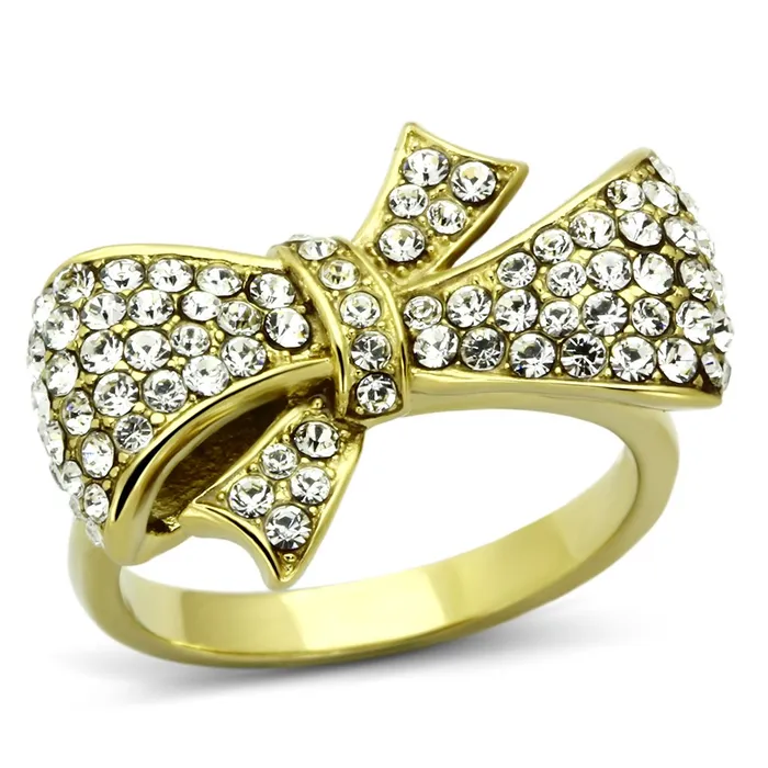 TK1032 IP GoldIon Plating Stainless Steel Ring with Top Grade Crystal in Clear Alamode Rings TK1032 IP GoldIon Plating Stainless Steel Ring with Top Grade Crystal in Clear Alamode Rings