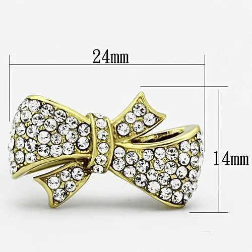 TK1032 IP GoldIon Plating Stainless Steel Ring with Top Grade Crystal in Clear Alamode Rings