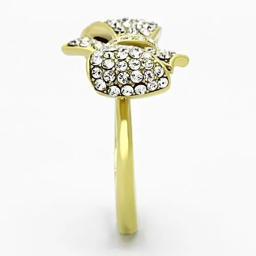 TK1032 IP GoldIon Plating Stainless Steel Ring with Top Grade Crystal in Clear Alamode Rings