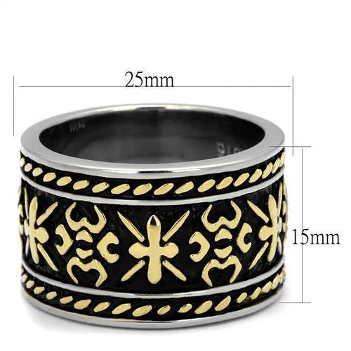 TK2236 TwoTone IP Gold Ion Plating Stainless Steel Ring with Epoxy in Jet Alamode Rings