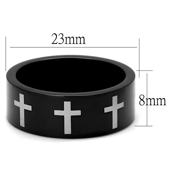 TK2410 TwoTone IP Black Ion Plating Stainless Steel Ring with No Stone Alamode Rings