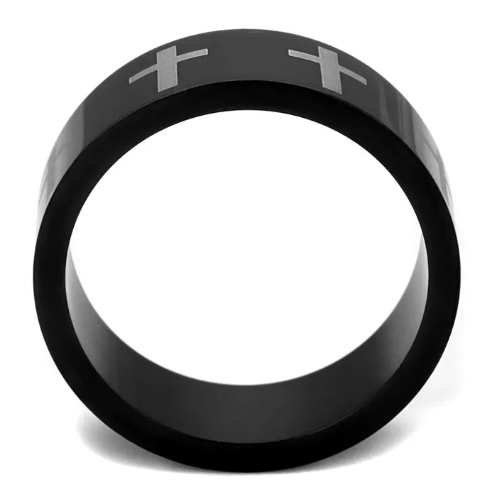 TK2410 TwoTone IP Black Ion Plating Stainless Steel Ring with No Stone Alamode Rings