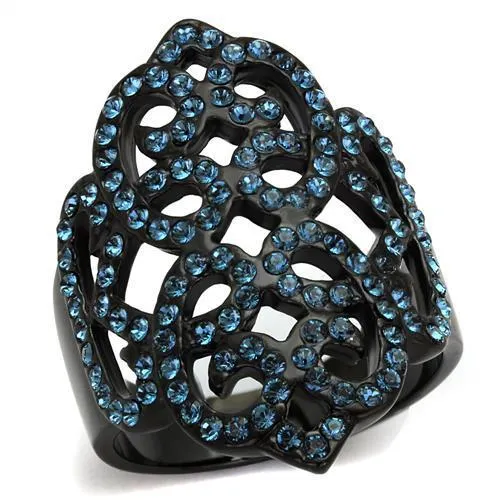 TK2481 IP BlackIon Plating Stainless Steel Ring with Top Grade Crystal in Montana Alamode Rings TK2481 IP BlackIon Plating Stainless Steel Ring with Top Grade Crystal in Montana Alamode Rings