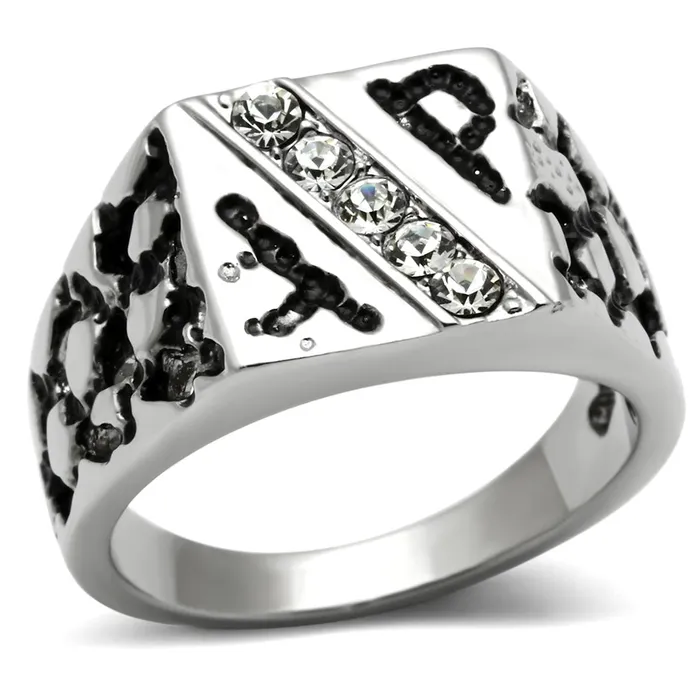 TK367 High polished no plating Stainless Steel Ring with Top Grade Crystal in Clear Alamode Rings TK367 High polished no plating Stainless Steel Ring with Top Grade Crystal in Clear Alamode Rings