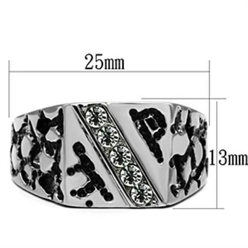 TK367 High polished no plating Stainless Steel Ring with Top Grade Crystal in Clear Alamode Rings