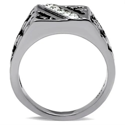 TK367 High polished no plating Stainless Steel Ring with Top Grade Crystal in Clear Alamode Rings