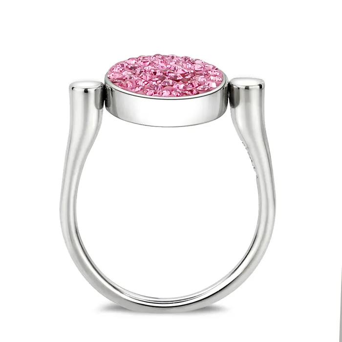 TK385410 High polished no plating Stainless Steel Ring with Top Grade Crystal in Rose Alamode Rings