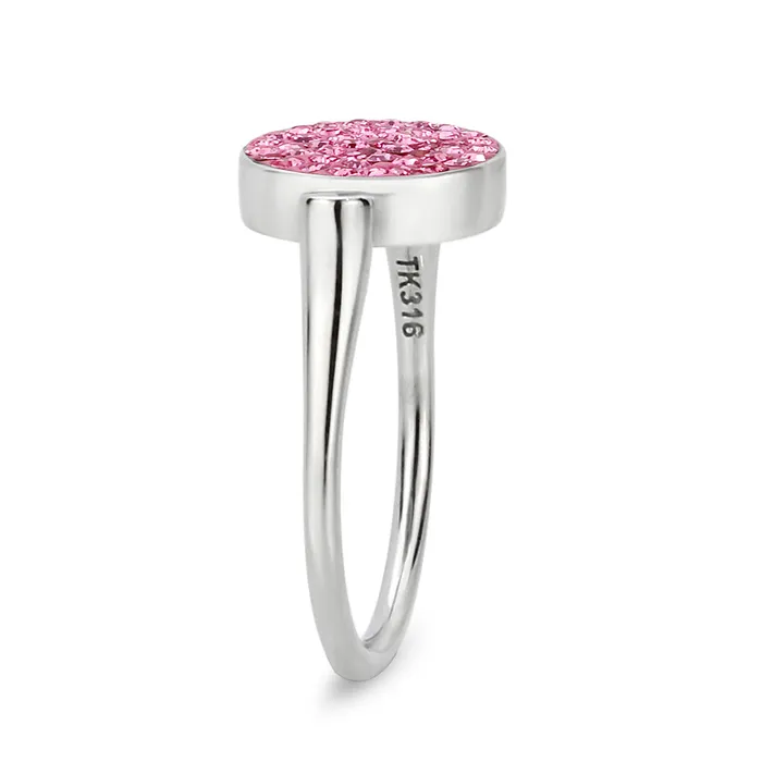 TK385410 High polished no plating Stainless Steel Ring with Top Grade Crystal in Rose Alamode Rings