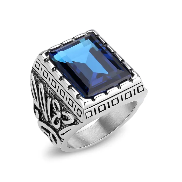 TK3913 High polished no plating Stainless Steel Ring with Top Grade Crystal in Sapphire Alamode Rings TK3913 High polished no plating Stainless Steel Ring with Top Grade Crystal in Sapphire Alamode Rings