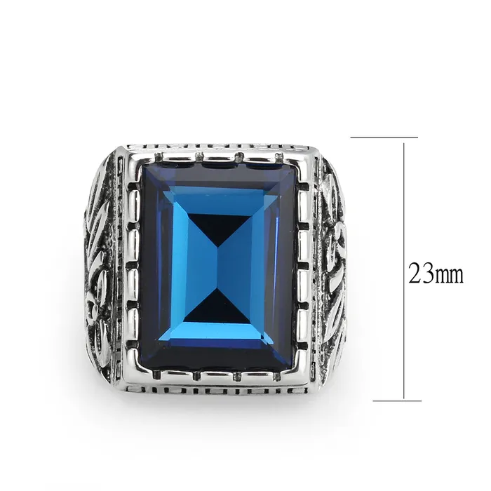TK3913 High polished no plating Stainless Steel Ring with Top Grade Crystal in Sapphire Alamode Rings