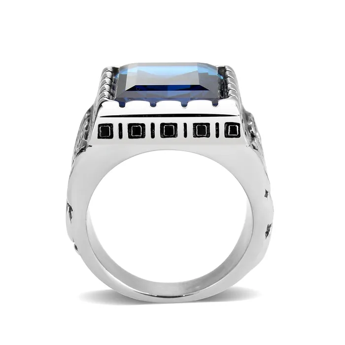 TK3913 High polished no plating Stainless Steel Ring with Top Grade Crystal in Sapphire Alamode Rings
