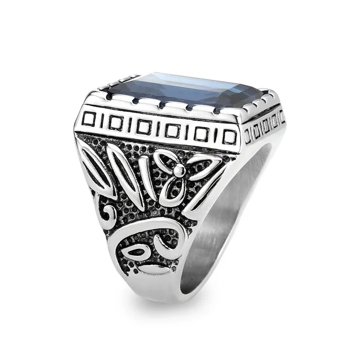 TK3913 High polished no plating Stainless Steel Ring with Top Grade Crystal in Sapphire Alamode Rings