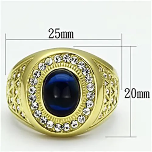 TK720 IP GoldIon Plating Stainless Steel Ring with Synthetic Synthetic Glass in Montana Alamode Rings