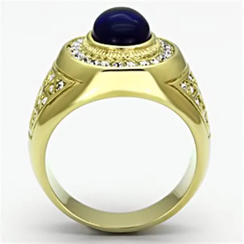 TK720 IP GoldIon Plating Stainless Steel Ring with Synthetic Synthetic Glass in Montana Alamode Rings