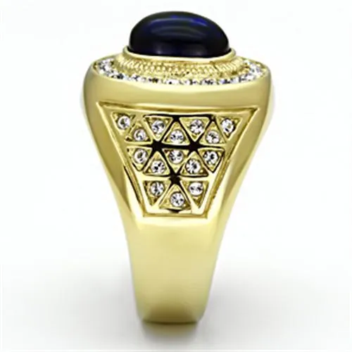 TK720 IP GoldIon Plating Stainless Steel Ring with Synthetic Synthetic Glass in Montana Alamode Rings