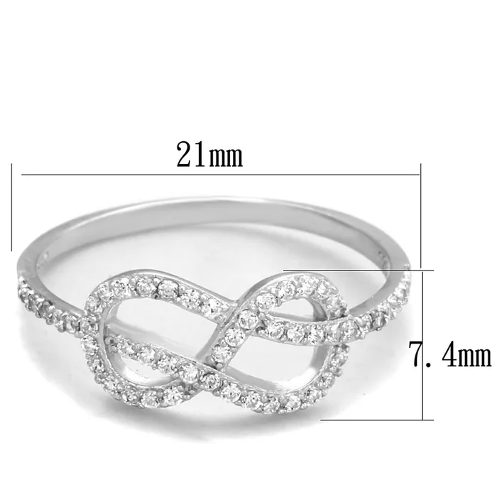 TS360 Rhodium 925 Sterling Silver Ring with AAA Grade CZ in Clear Alamode Rings